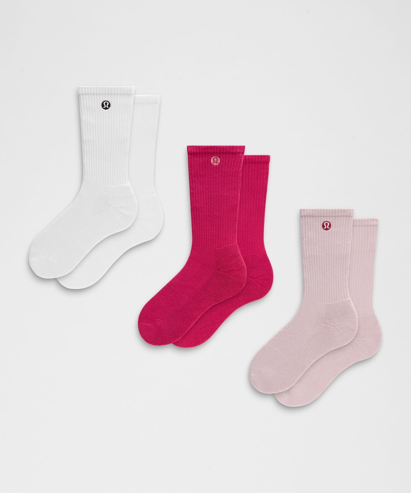 Unisex Daily Essential Crew Socks *3 Pack Pink Haze/White/Magenta Smoke