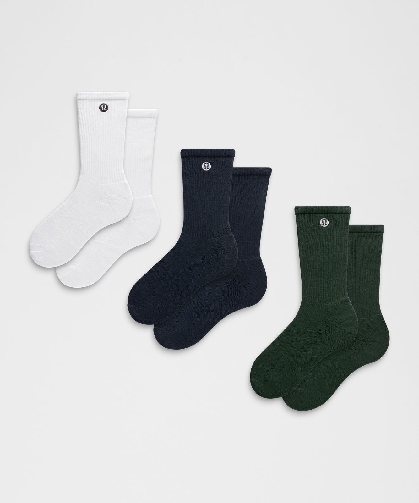 Unisex Daily Essential Crew Socks *3 Pack White/True Navy/Rainforest Green