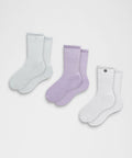 Unisex Daily Essential Crew Socks *3 Pack White/Ocean Air/Lavender Frost