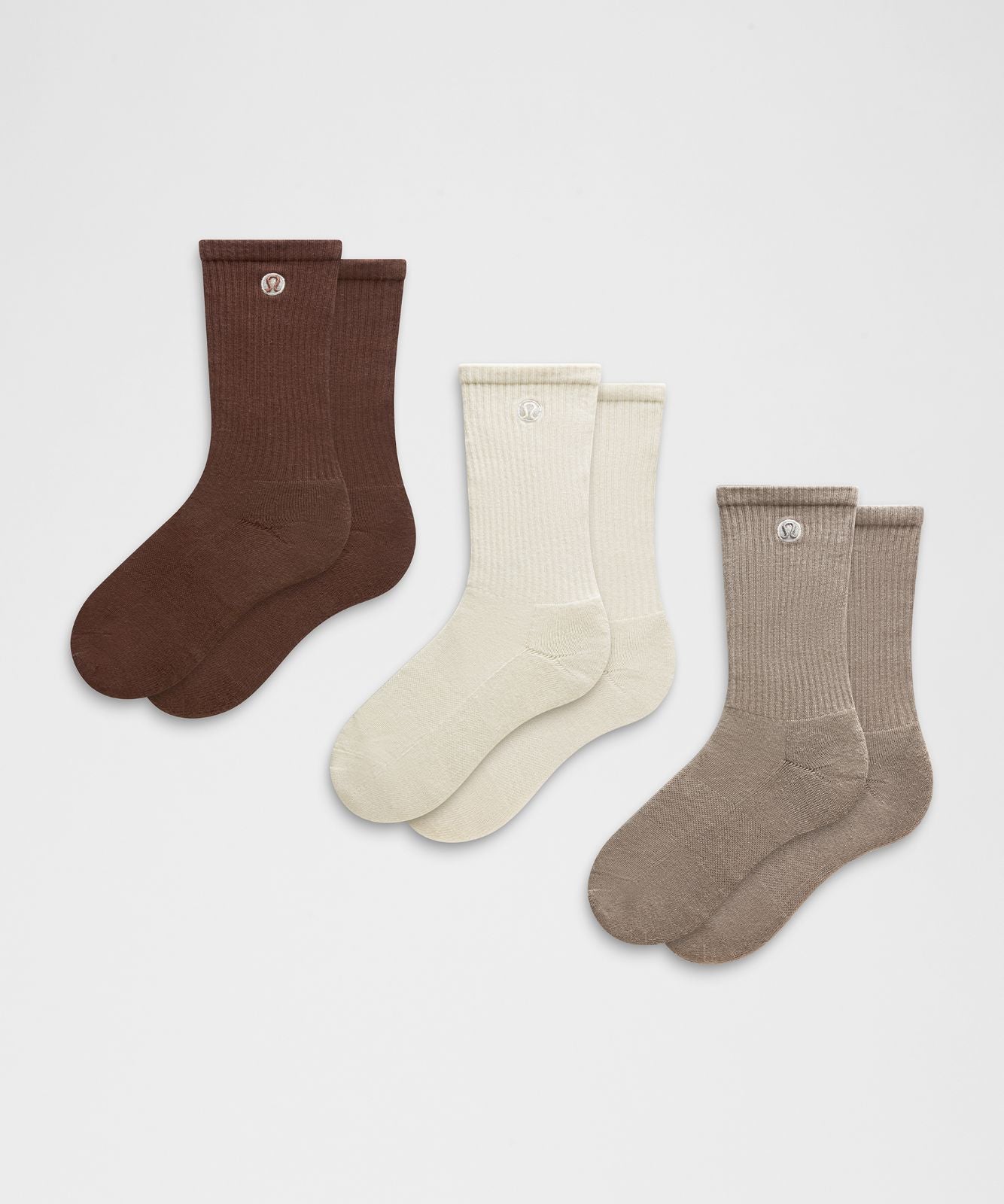 Unisex Daily Essential Crew Socks *3 Pack Warm Ash Grey/Light Ivory/Lava Cake