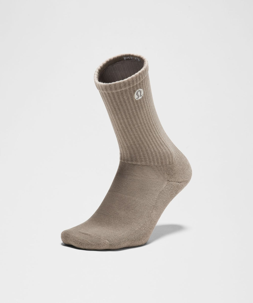Unisex Daily Essential Crew Socks *3 Pack Warm Ash Grey/Light Ivory/Lava Cake