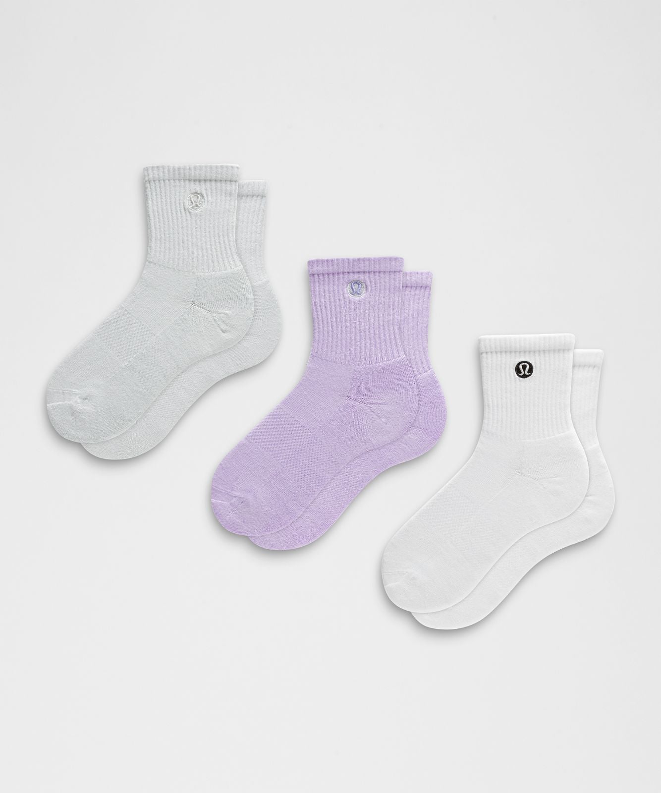Unisex Daily Essential Quarter Socks *3 Pack White/Ocean Air/Lavender Frost