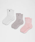 Unisex Daily Essential Quarter Socks *3 Pack Icy Taupe/White/Pink Pearl