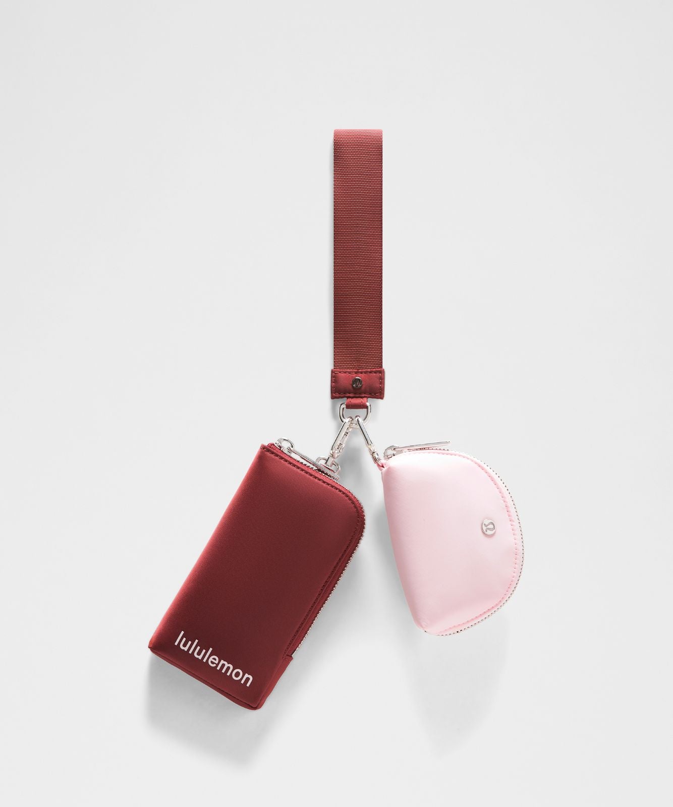 Dual Pouch Wristlet *Wallet Cranberry Charm/Pink Pearl/Silver