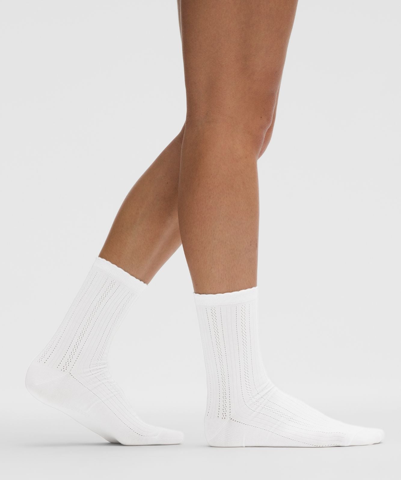 Unisex Pointelle Quarter Socks White