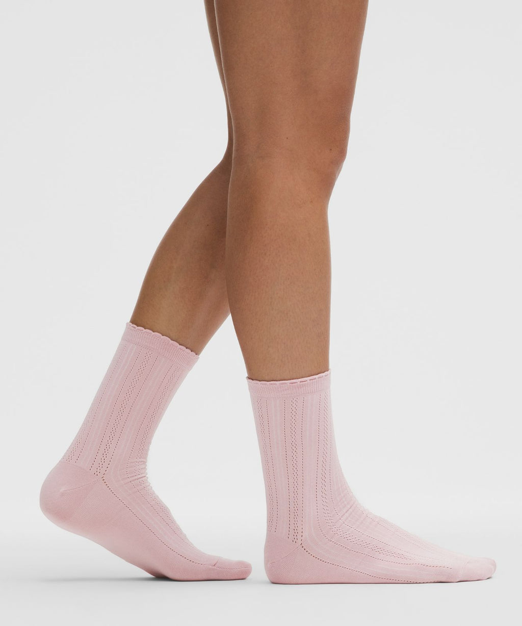 Unisex Pointelle Quarter Socks Pink Haze