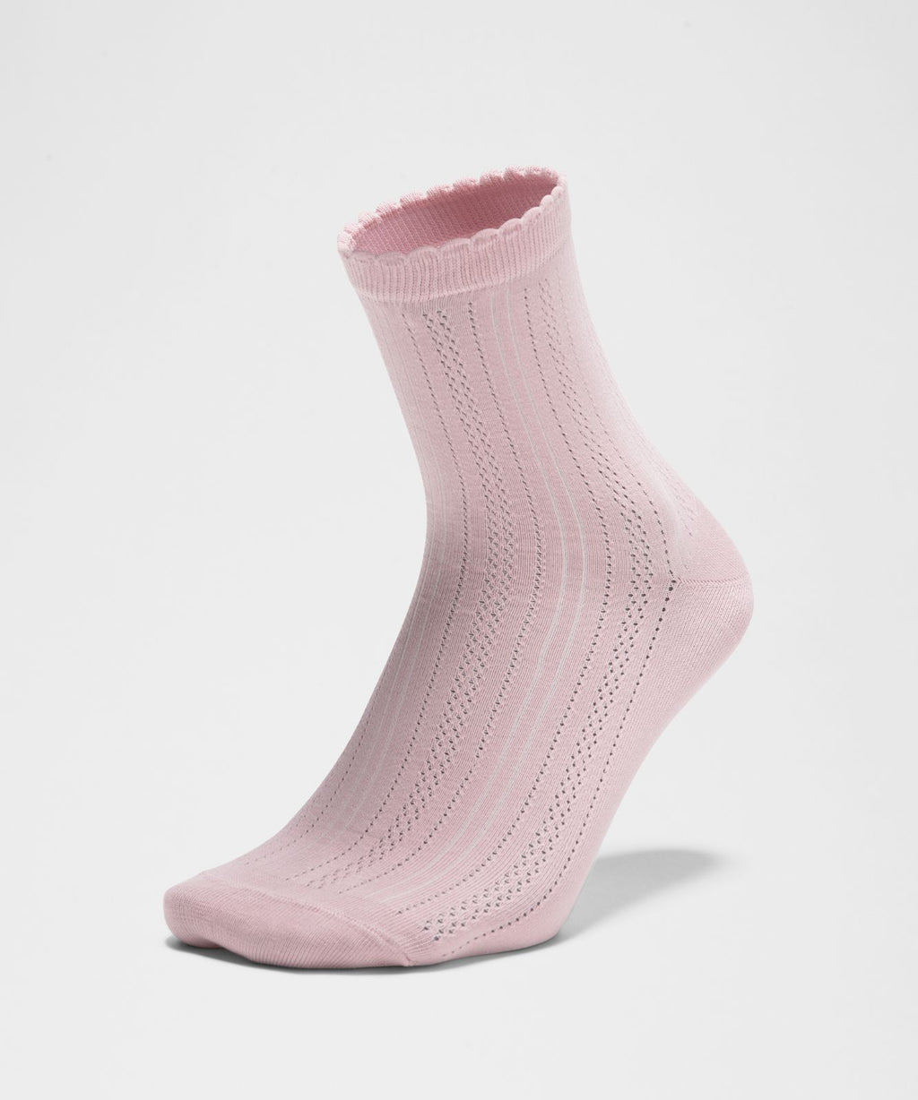 Unisex Pointelle Quarter Socks Pink Haze