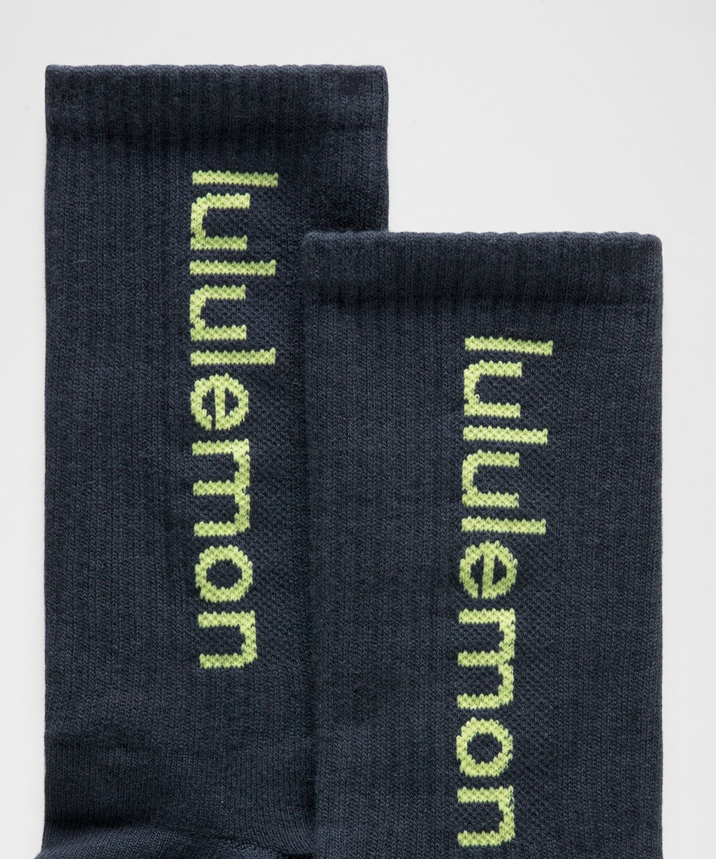 Unisex Daily Essential Crew Socks *Wordmark True Navy/Sour Grape