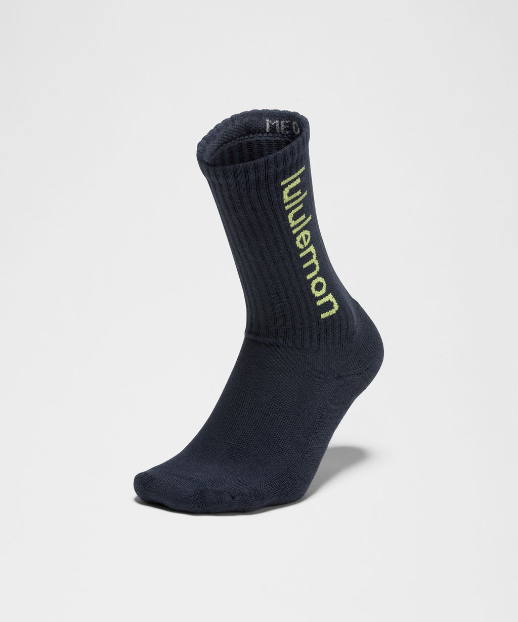 Unisex Daily Essential Crew Socks *Wordmark True Navy/Sour Grape