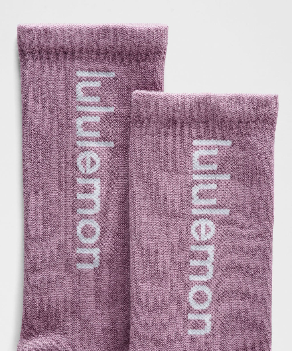 Unisex Daily Essential Crew Socks *Wordmark Lavender Lux/Mint Breeze