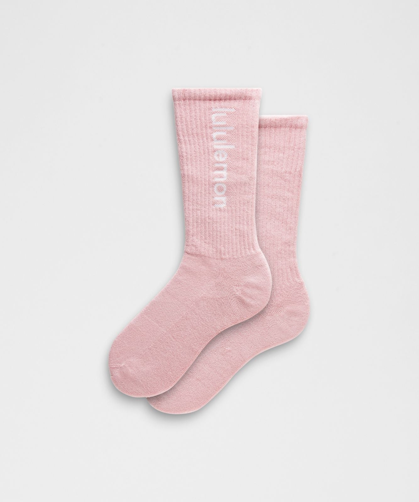 Unisex Daily Essential Crew Socks *Wordmark Pink Haze/White
