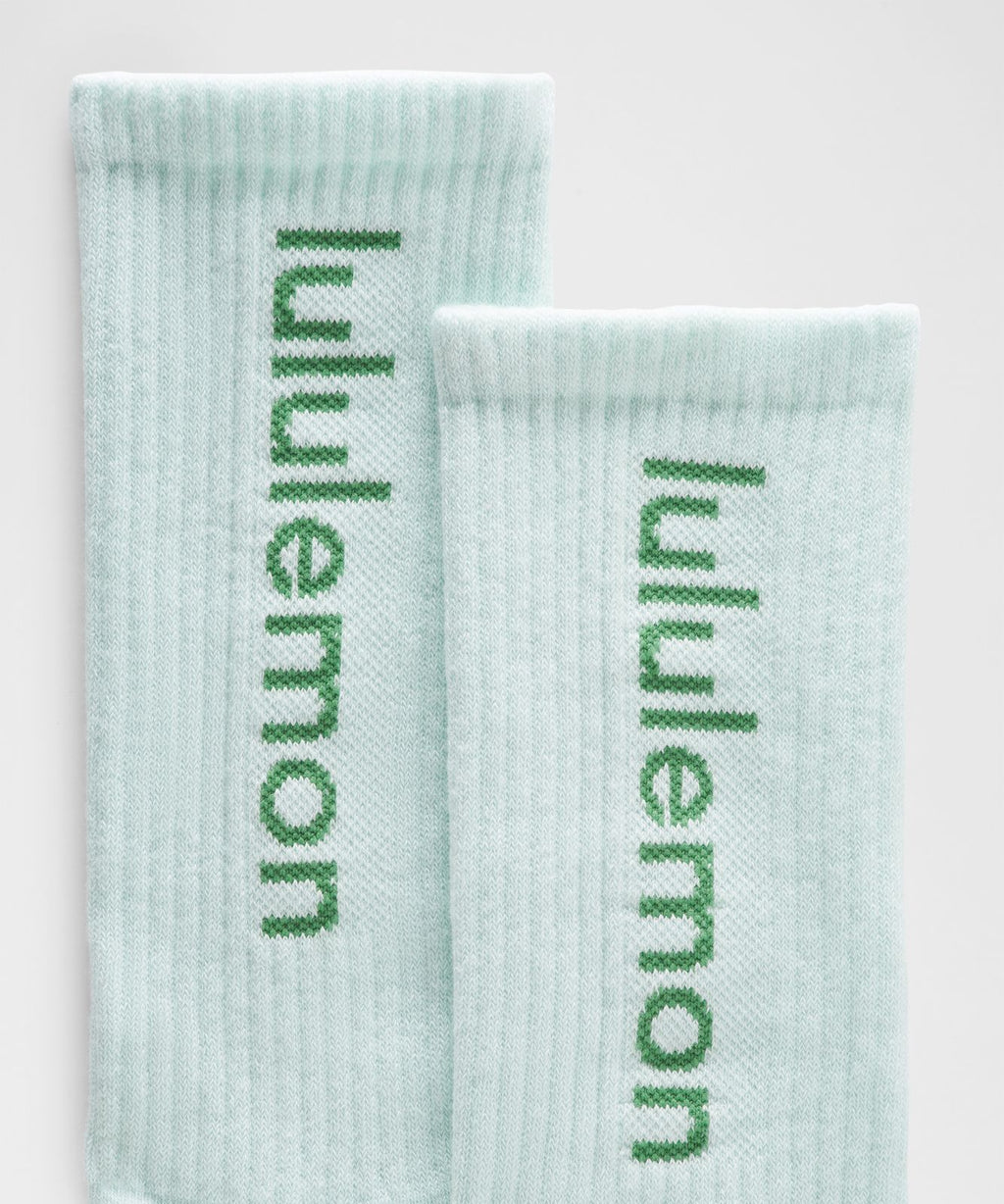 Unisex Daily Essential Crew Socks *Wordmark Mint Breeze/Summer Willow