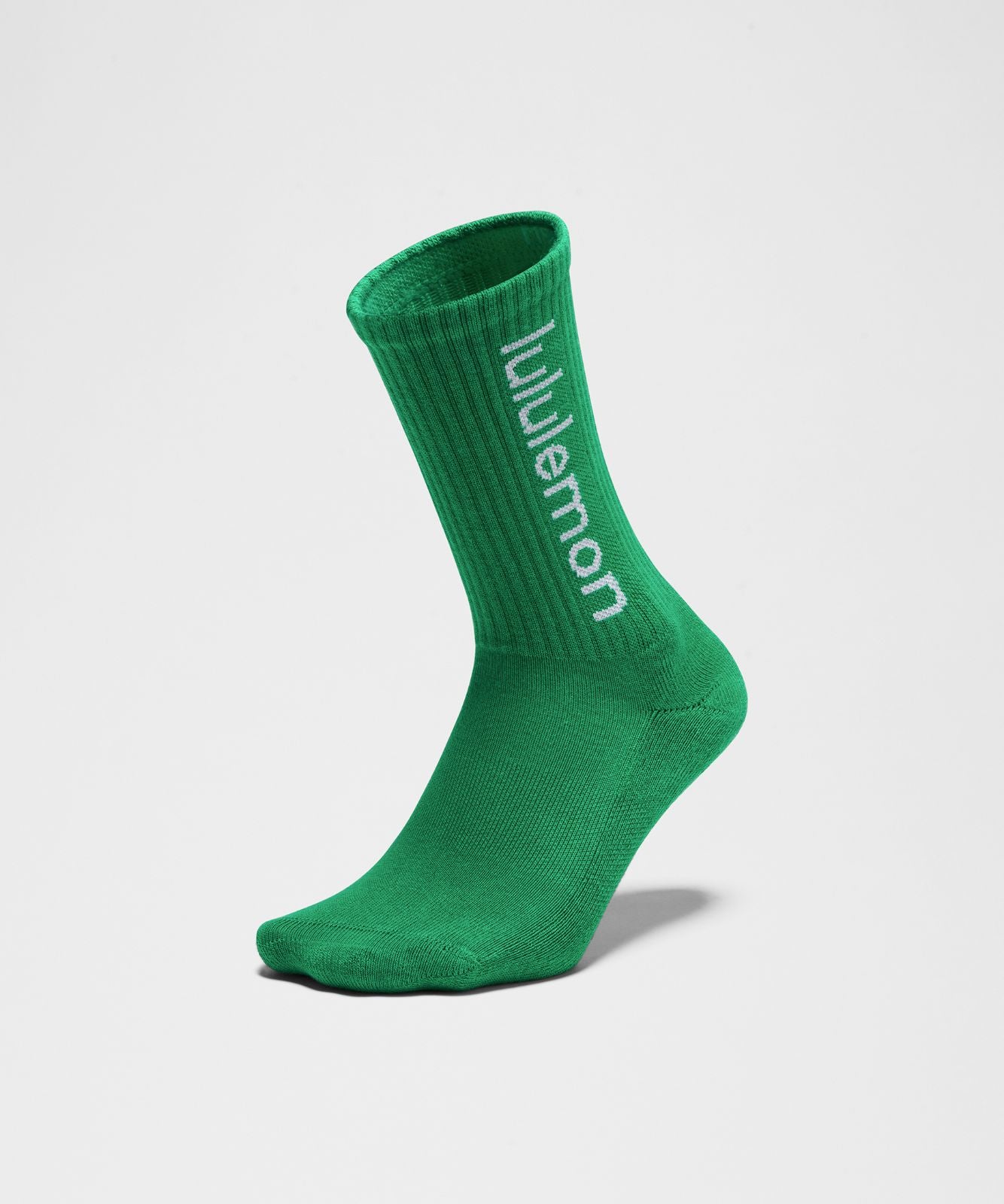 Unisex Daily Essential Crew Socks *Wordmark Raceway Green/Lavender Frost