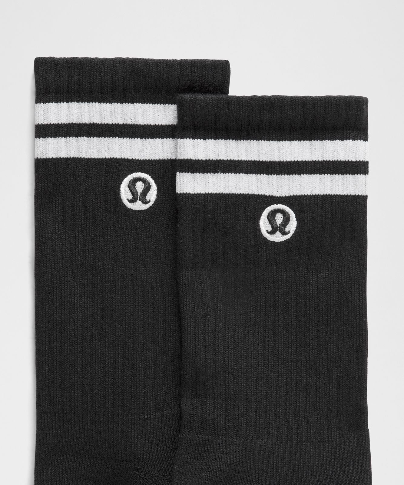 Unisex Daily Essential Crew Socks 3 Pack *Stripe Black/White