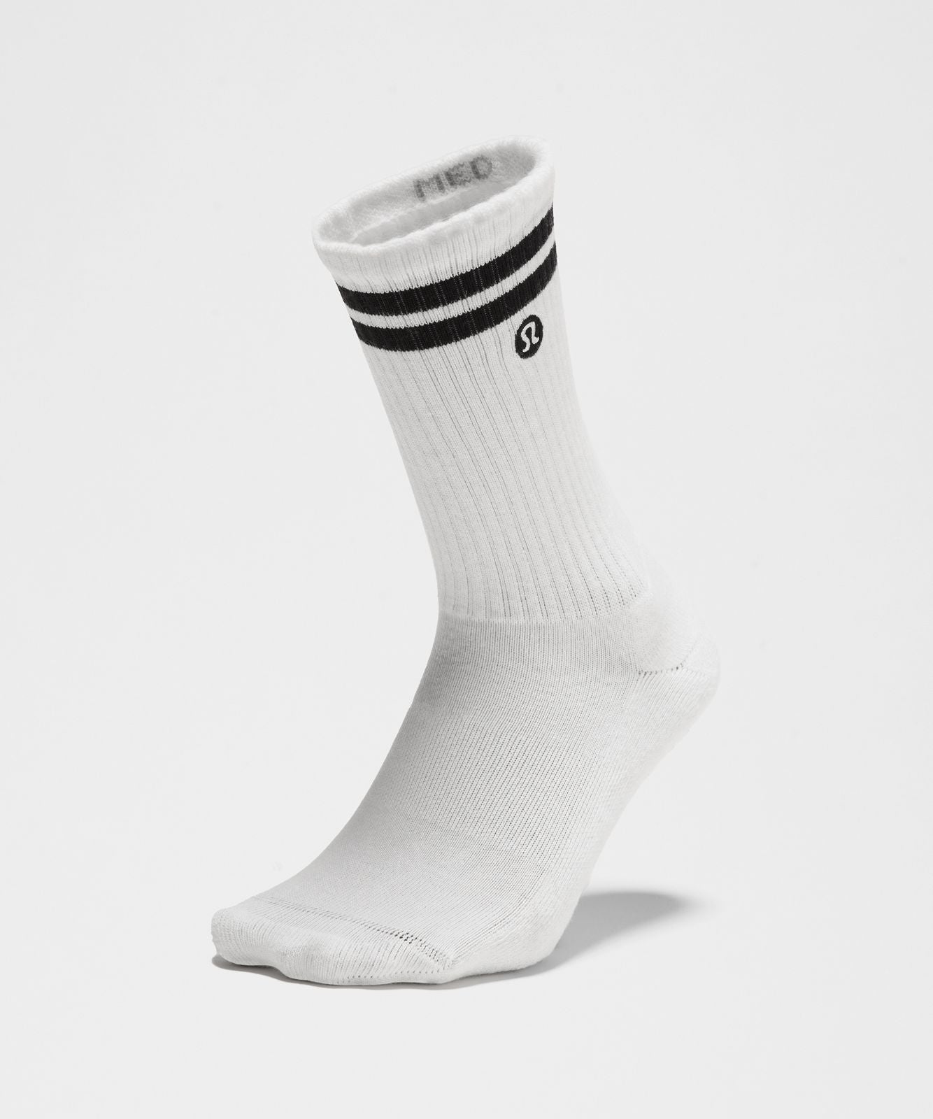 Unisex Daily Essential Crew Socks 3 Pack *Stripe White/Black