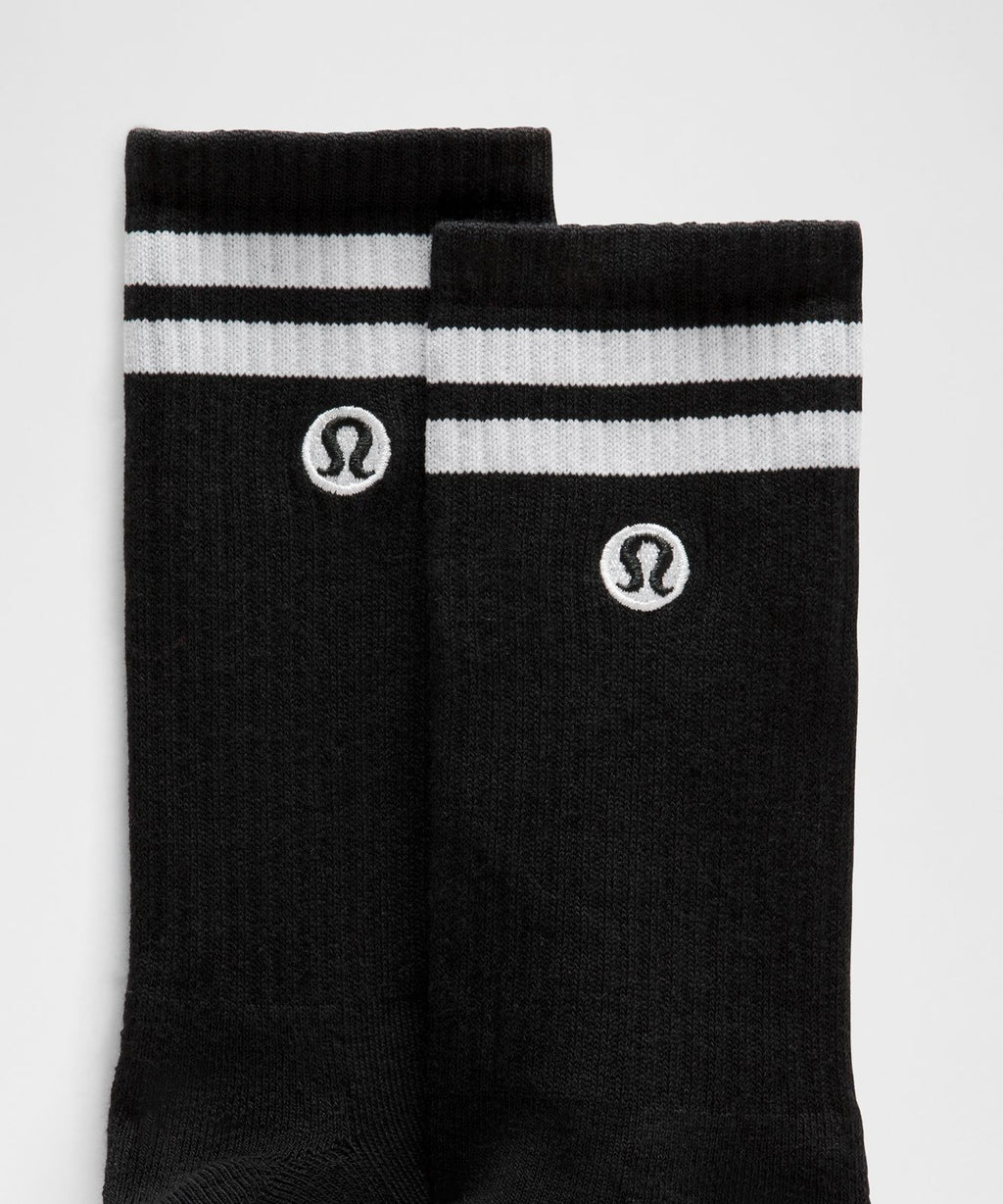Unisex Daily Essential Crew Socks *Stripe Black/White