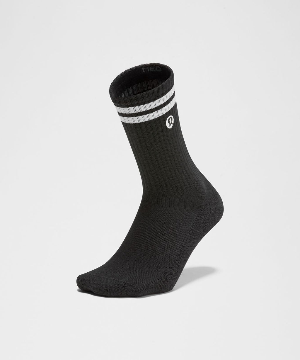 Unisex Daily Essential Crew Socks *Stripe Black/White