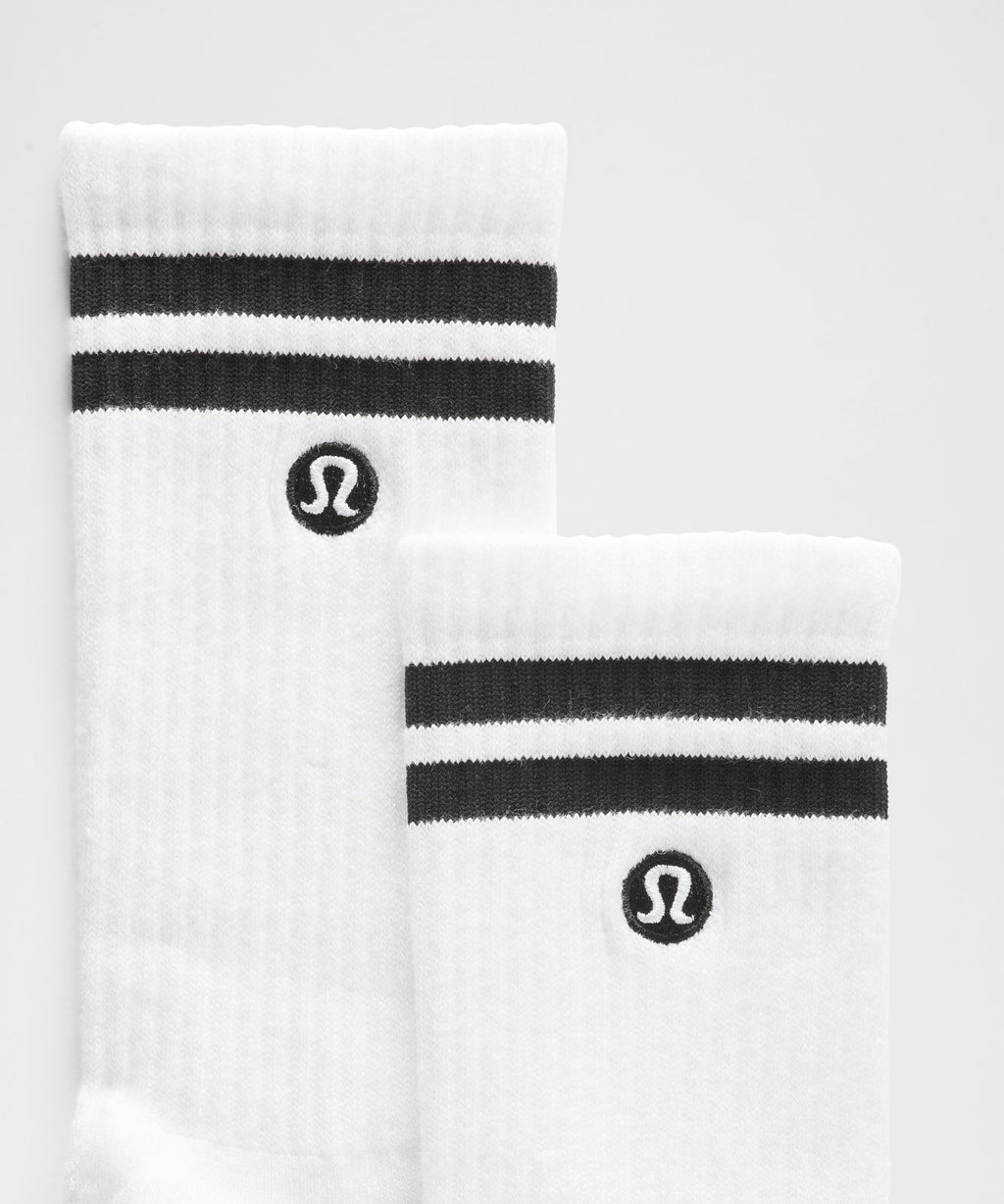 Unisex Daily Essential Crew Socks *Stripe White/Black