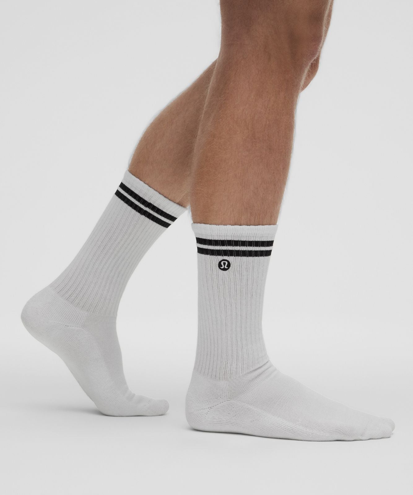 Unisex Daily Essential Crew Socks *Stripe White/Black