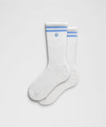 Unisex Daily Essential Crew Socks *Stripe White/Pool Party