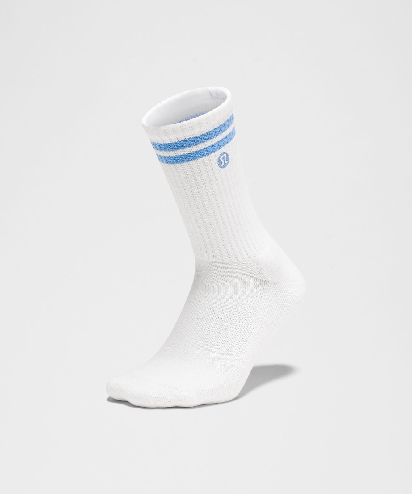 Unisex Daily Essential Crew Socks *Stripe White/Pool Party