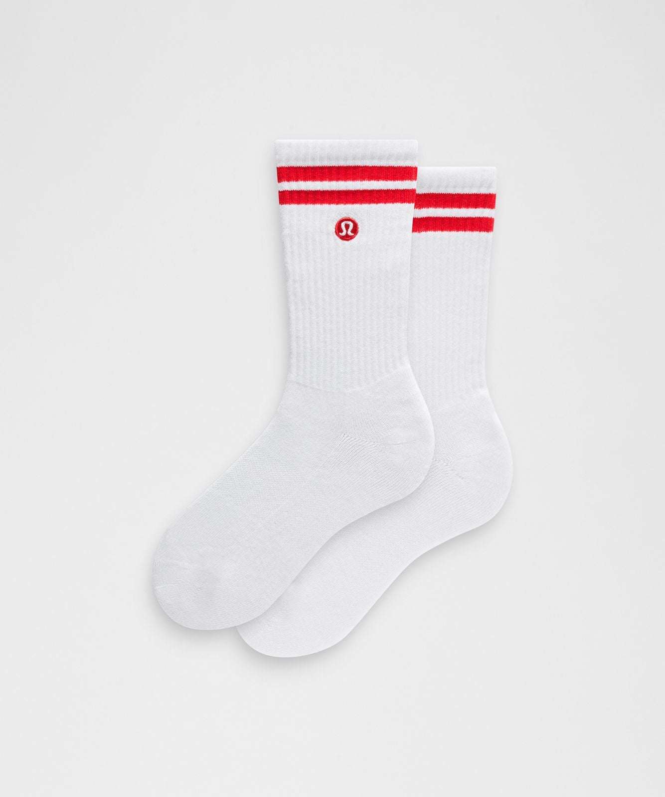 Unisex Daily Essential Crew Socks *Stripe White/Lululemon Red