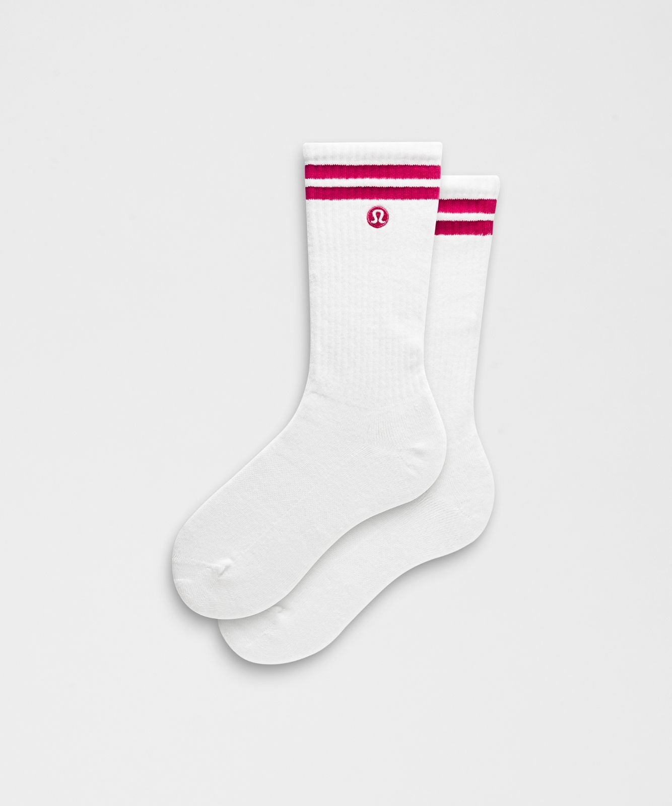 Unisex Daily Essential Crew Socks *Stripe White/Passionate