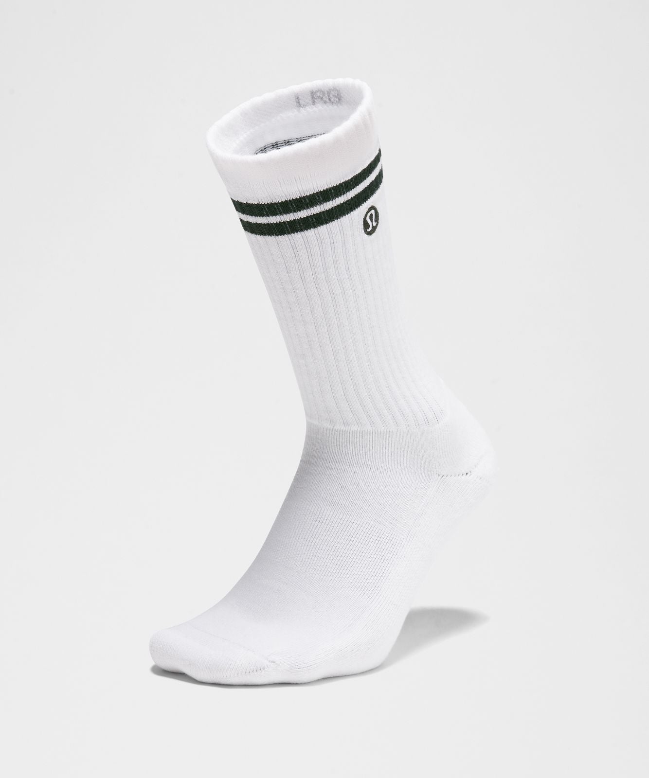 Unisex Daily Essential Crew Socks *Stripe White/Rainforest Green