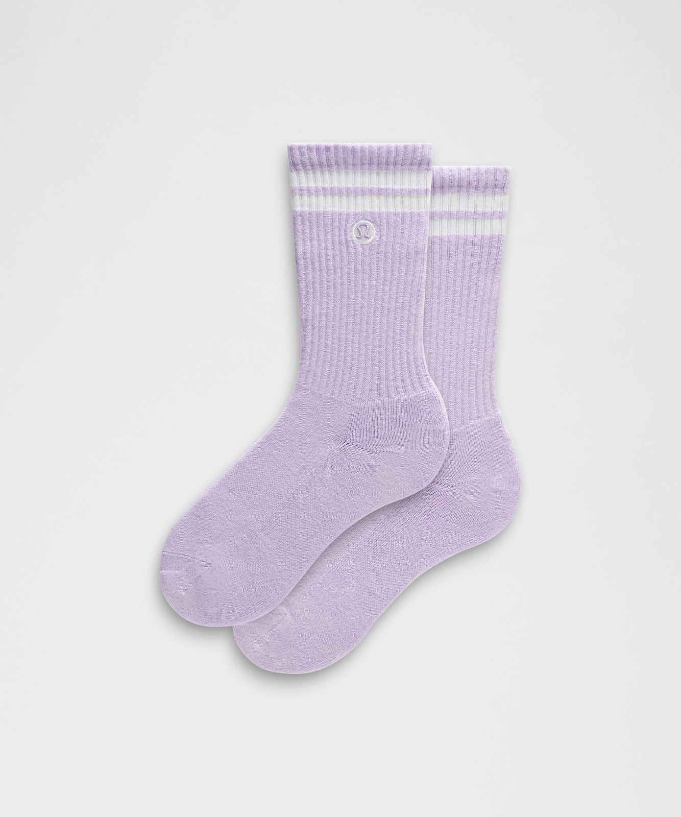 Unisex Daily Essential Crew Socks *Stripe Lavender Frost/White