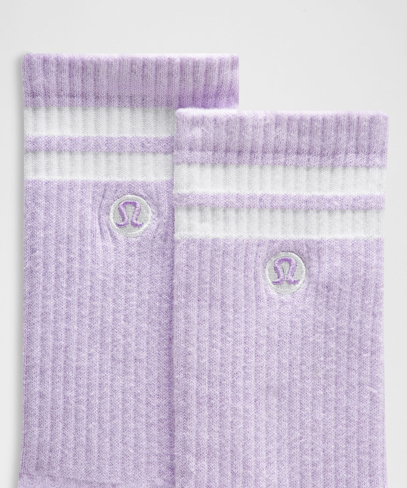 Unisex Daily Essential Crew Socks *Stripe Lavender Frost/White