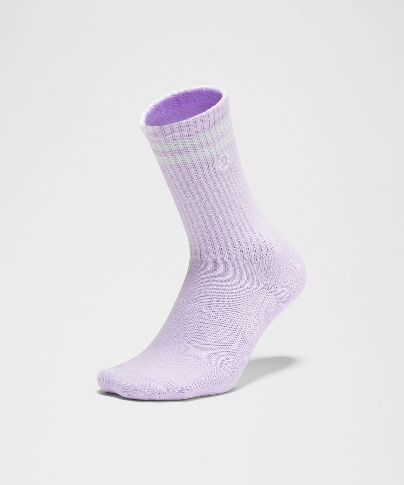 Unisex Daily Essential Crew Socks *Stripe Lavender Frost/White