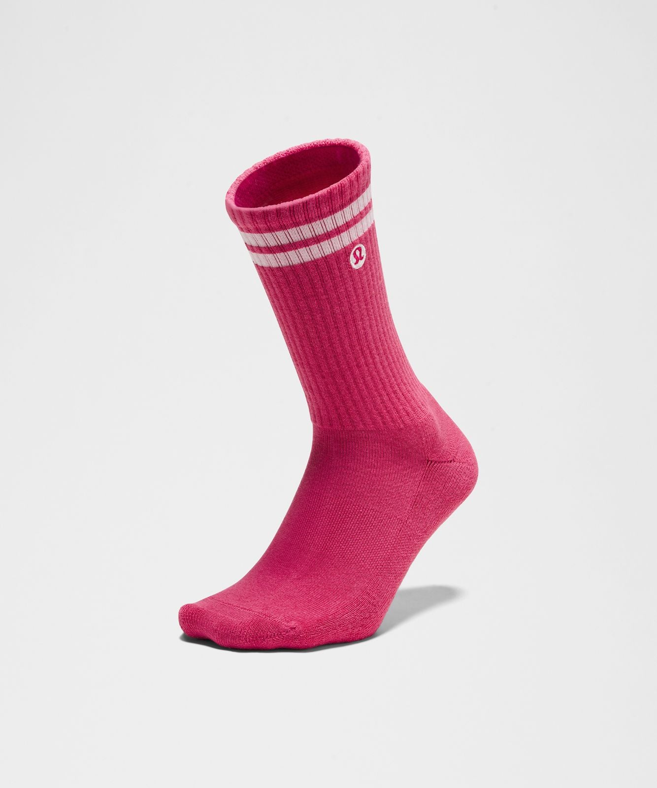 Unisex Daily Essential Crew Socks *Stripe Raspberry Coulis/White