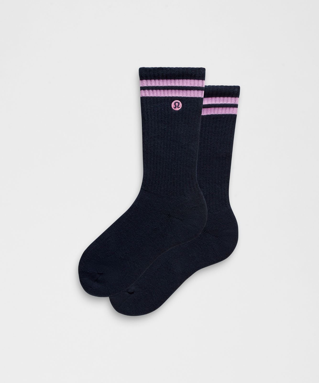 Unisex Daily Essential Crew Socks *Stripe True Navy/Meta Pink