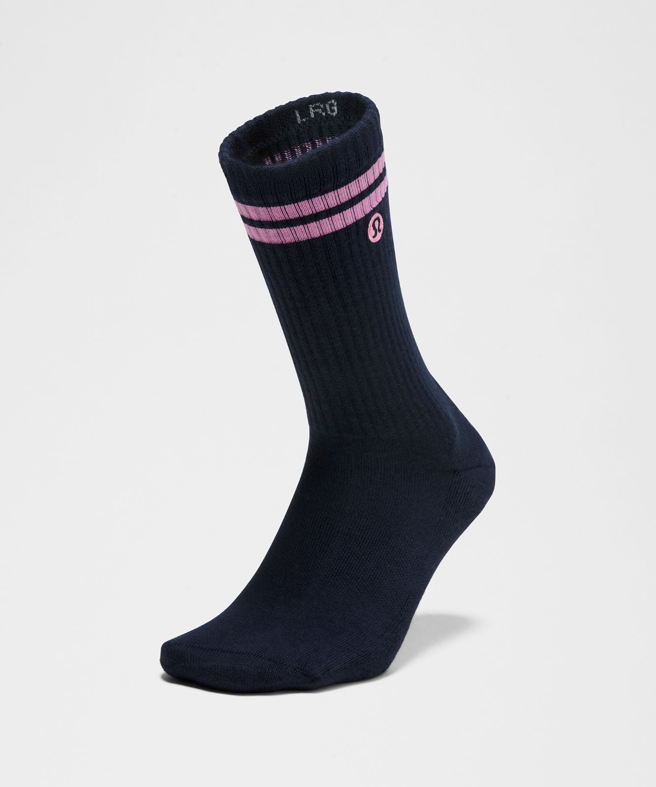 Unisex Daily Essential Crew Socks *Stripe True Navy/Meta Pink