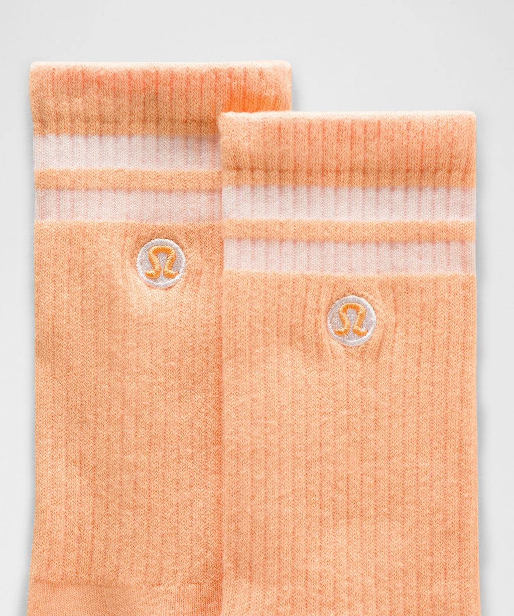Unisex Daily Essential Crew Socks *Stripe Rock Melon/White