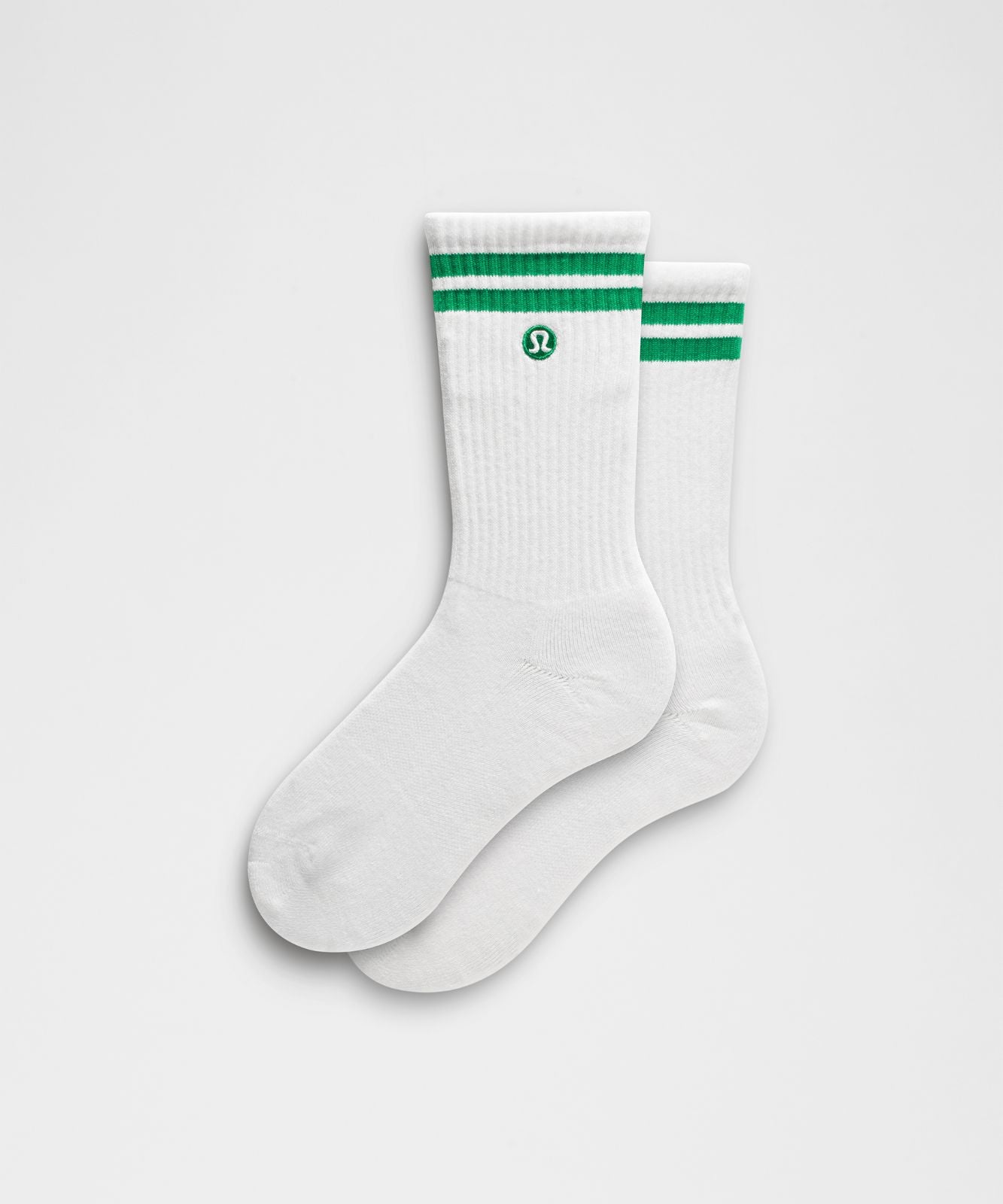 Unisex Daily Essential Crew Socks *Stripe White/Raceway Green