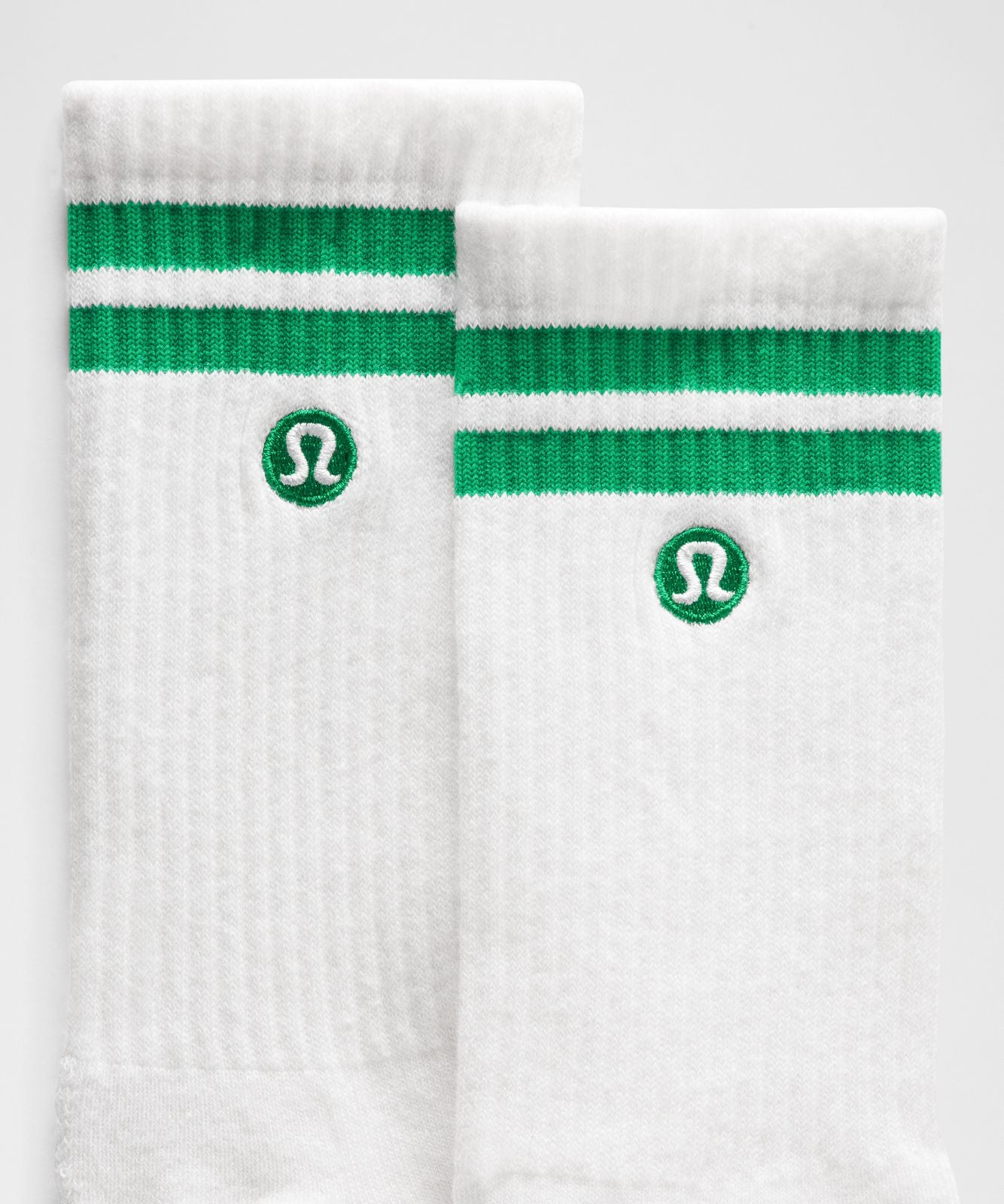 Unisex Daily Essential Crew Socks *Stripe White/Raceway Green