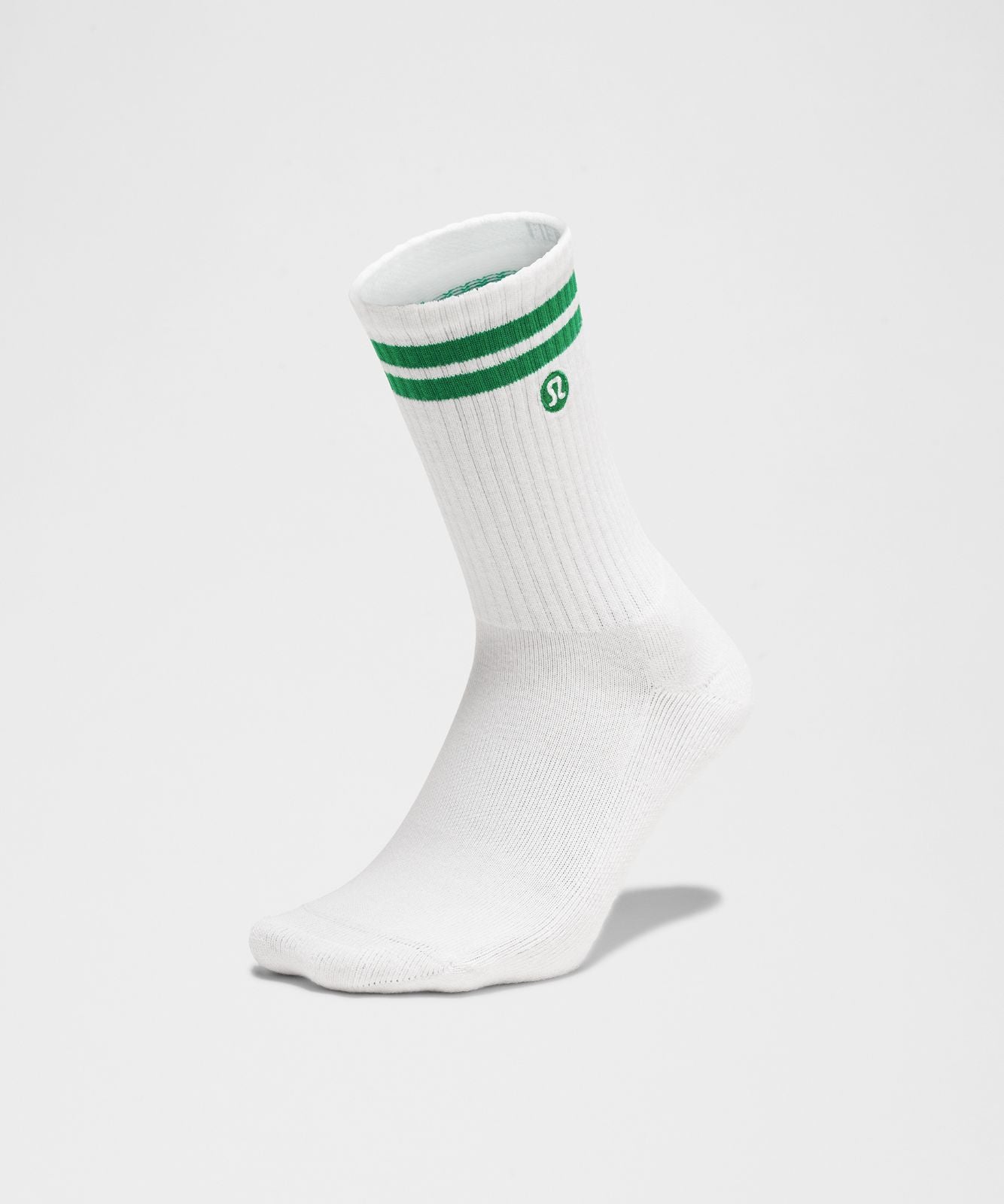 Unisex Daily Essential Crew Socks *Stripe White/Raceway Green