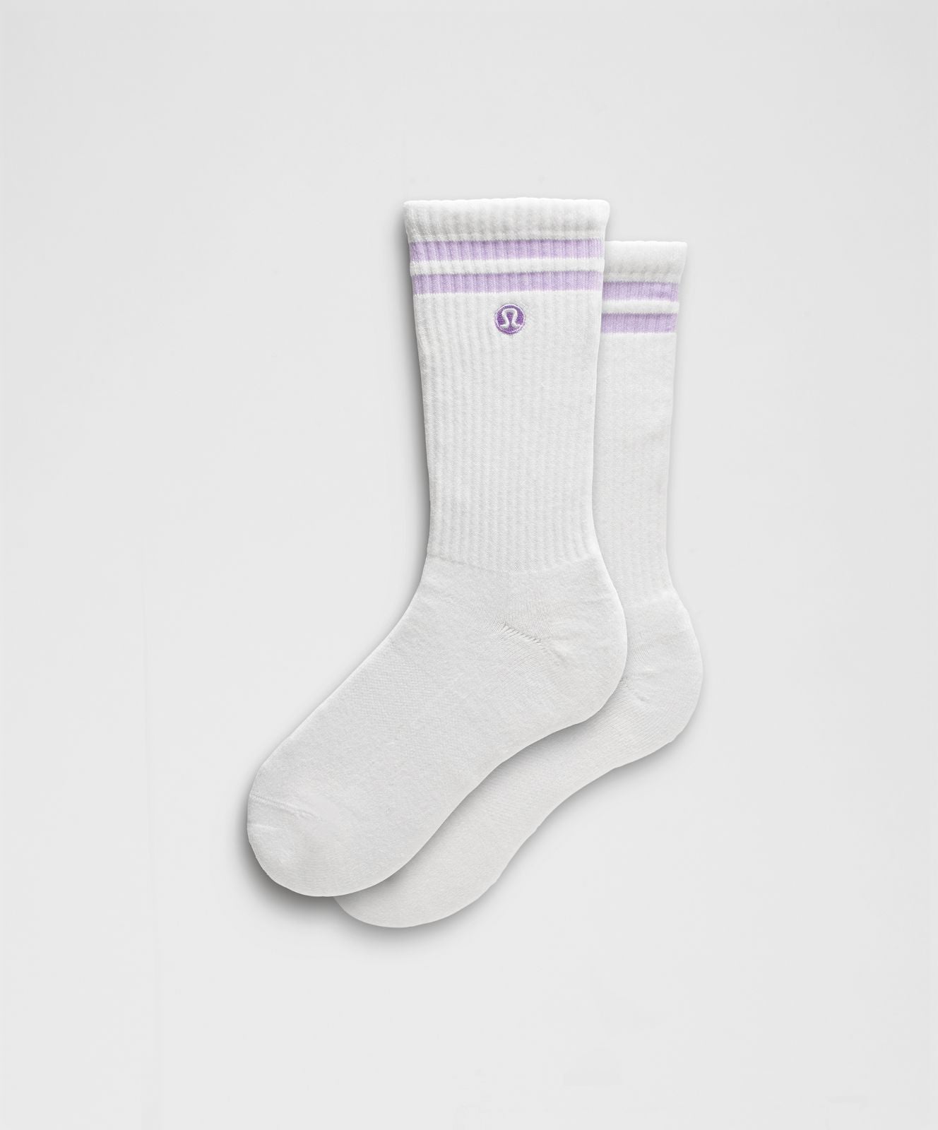 Unisex Daily Essential Crew Socks *Stripe White/Lavender Frost