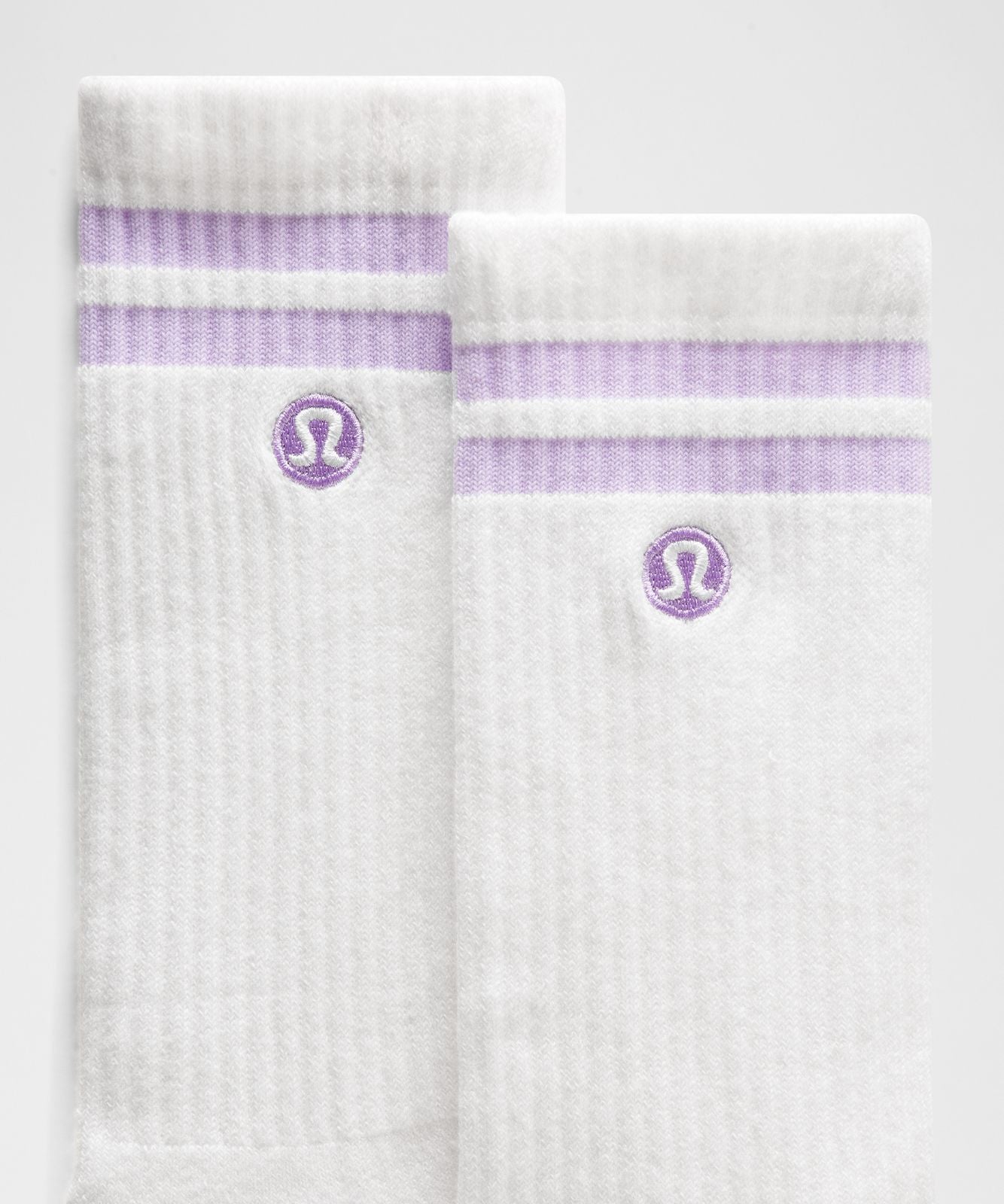 Unisex Daily Essential Crew Socks *Stripe White/Lavender Frost