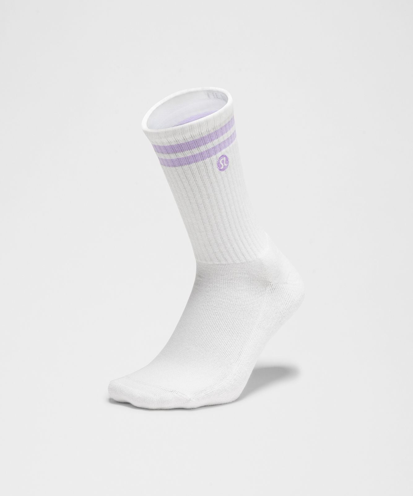 Unisex Daily Essential Crew Socks *Stripe White/Lavender Frost