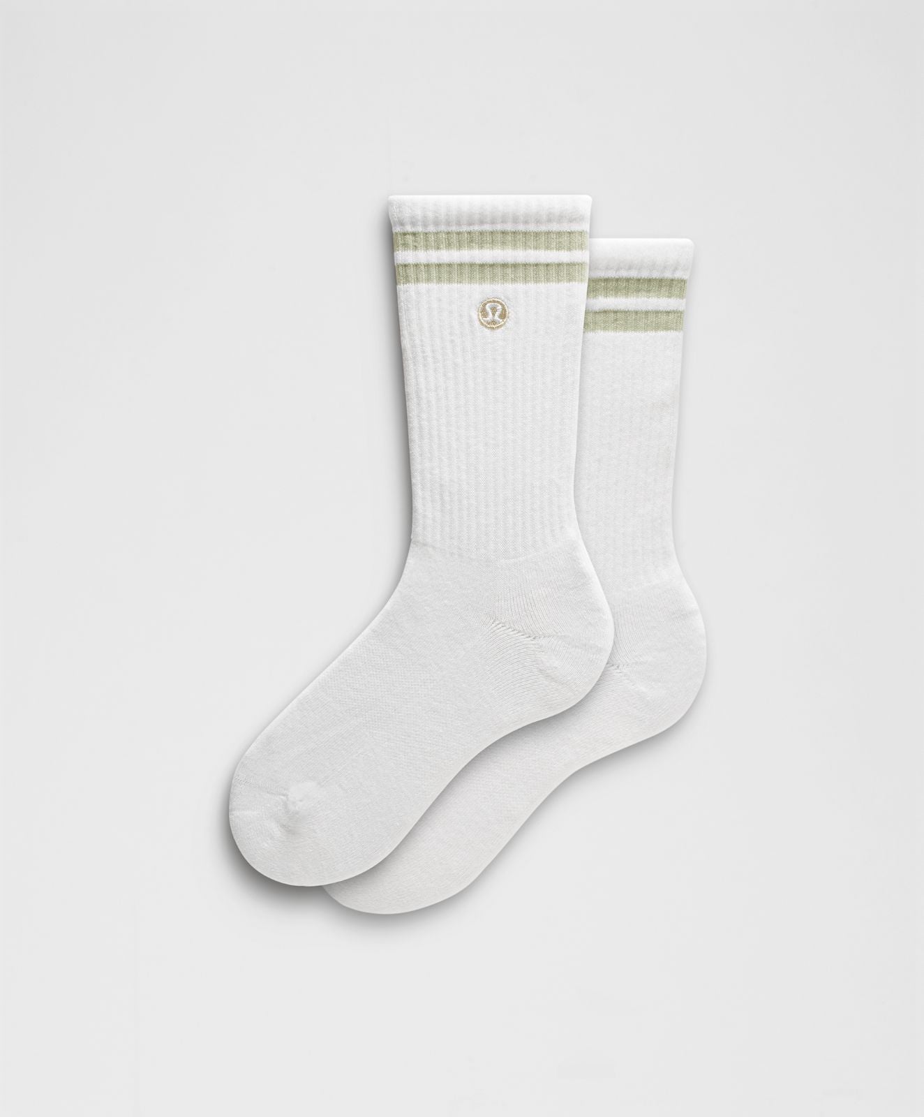 Unisex Daily Essential Crew Socks *Stripe White/Fog Green