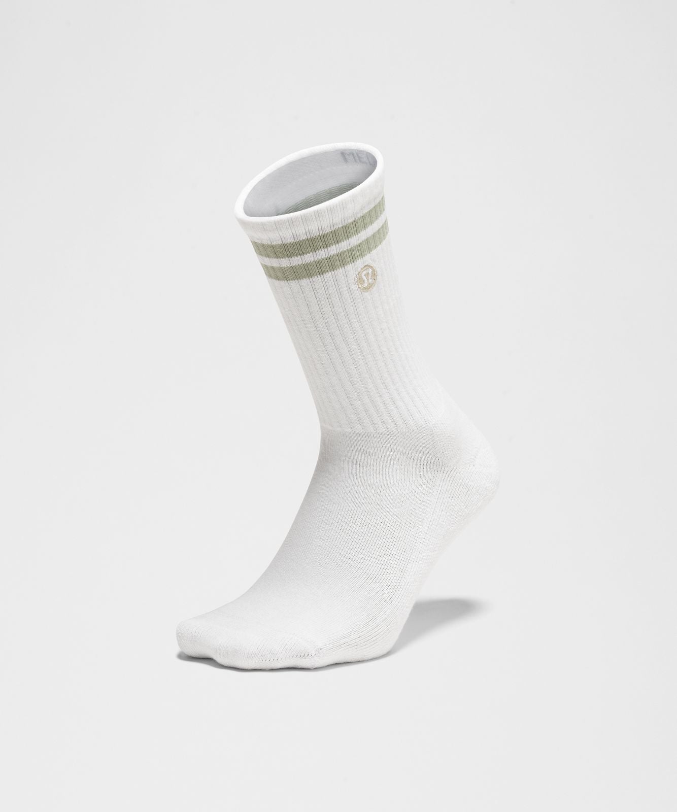 Unisex Daily Essential Crew Socks *Stripe White/Fog Green