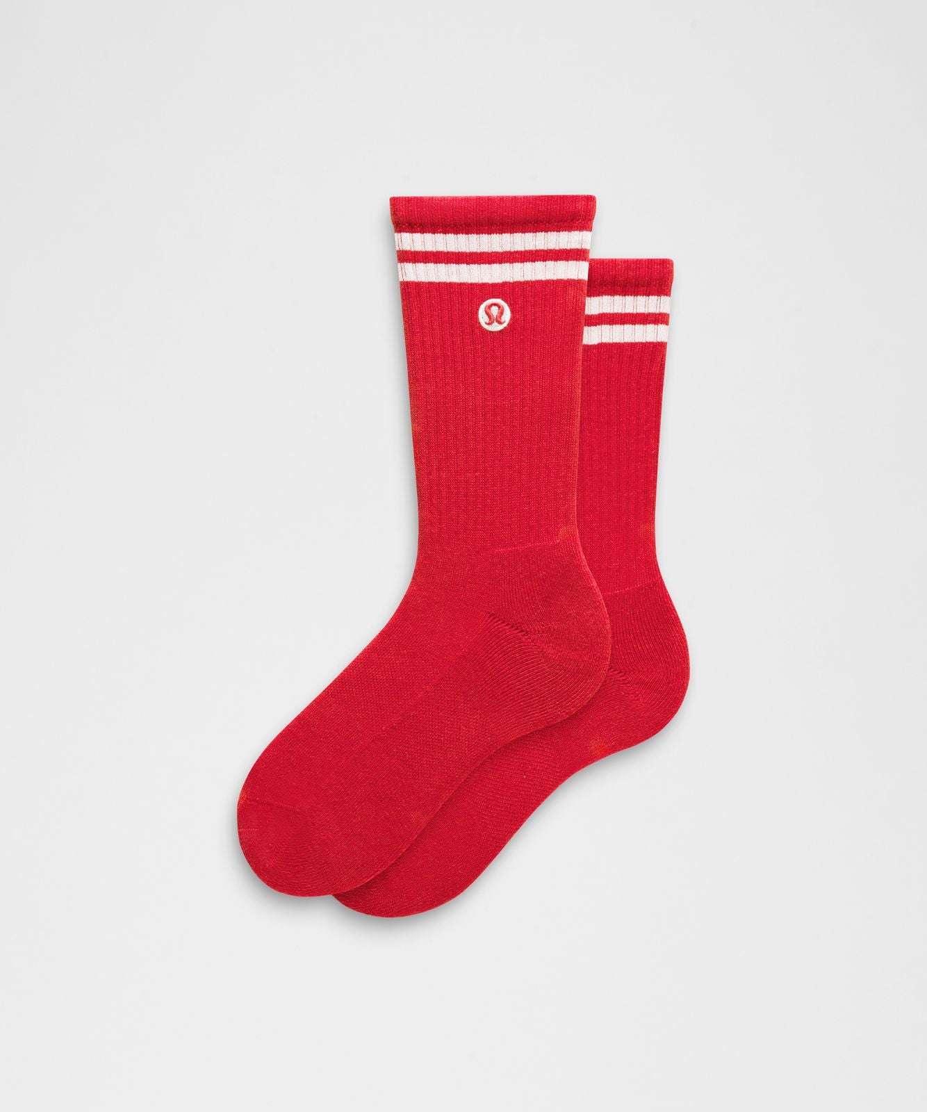 Unisex Daily Essential Crew Socks *Stripe Oxford Red/White