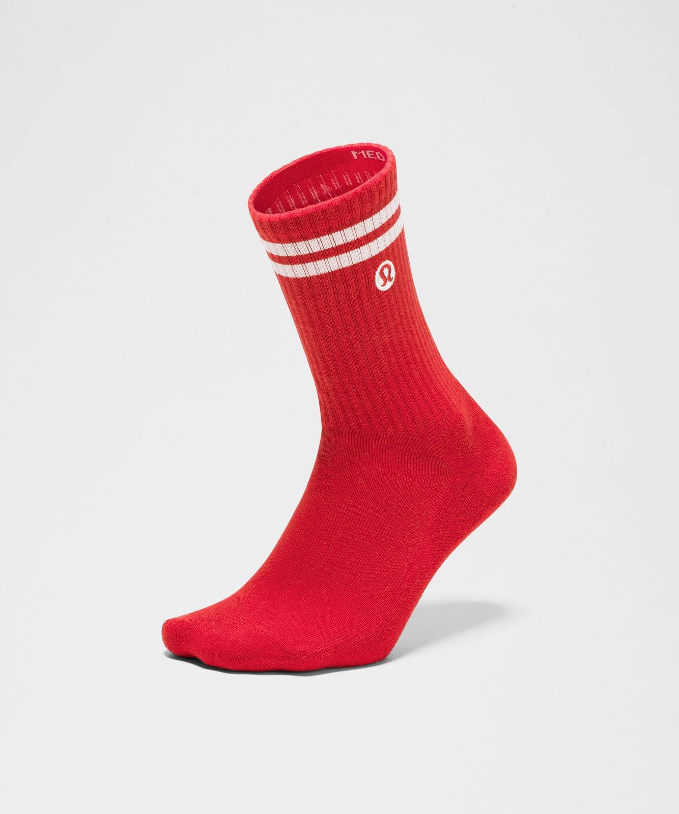 Unisex Daily Essential Crew Socks *Stripe Oxford Red/White
