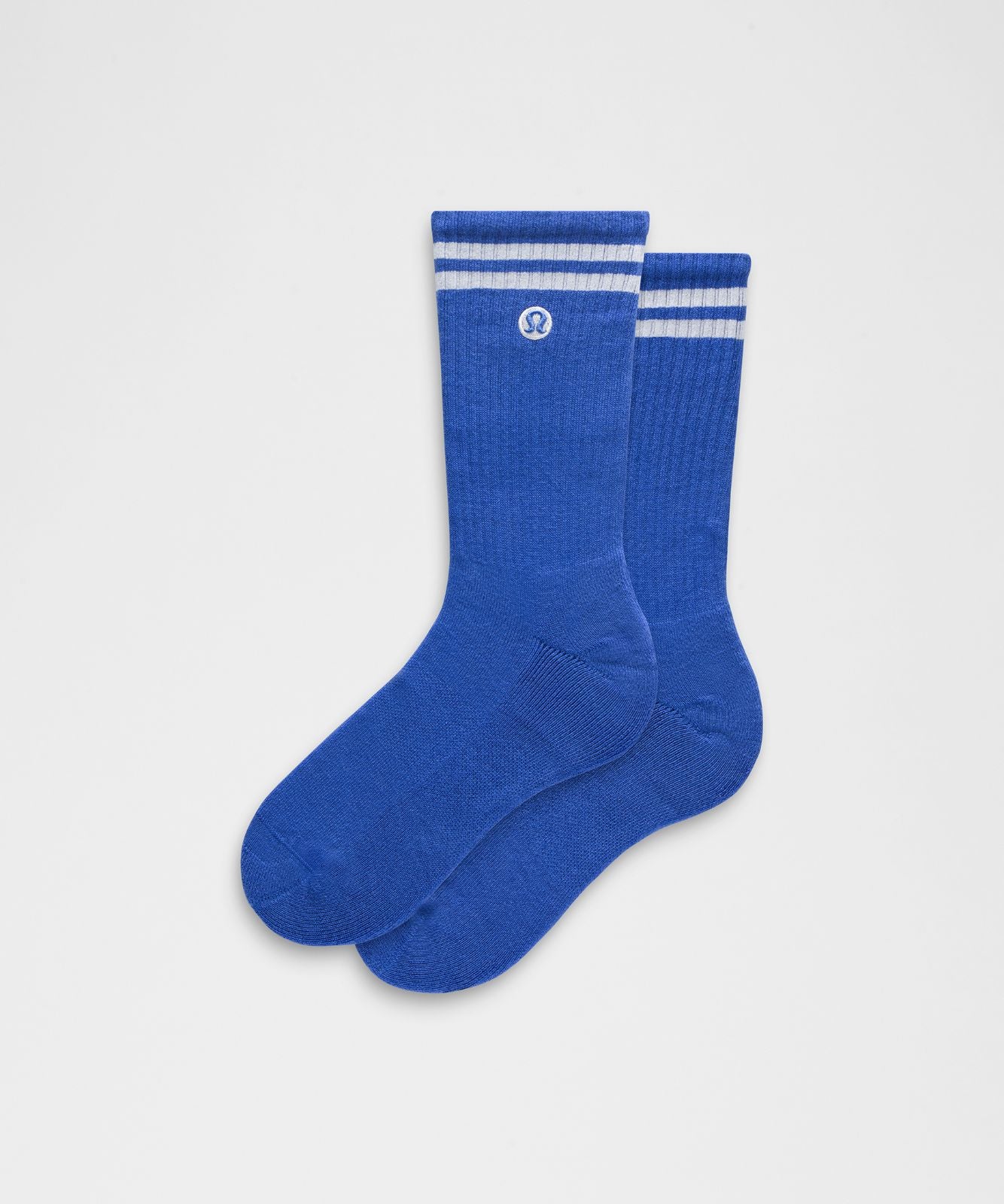 Unisex Daily Essential Crew Socks *Stripe Beach Ball Blue/White