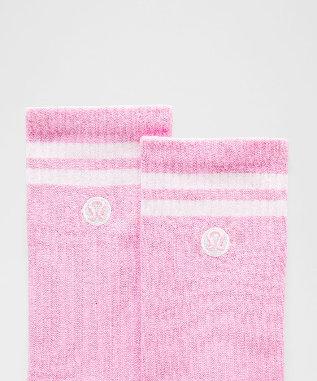 Unisex Daily Essential Crew Socks *Stripe Sweet Sorbet/White