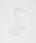 Unisex Daily Essential Crew Socks *Stripe White/Lilac Play