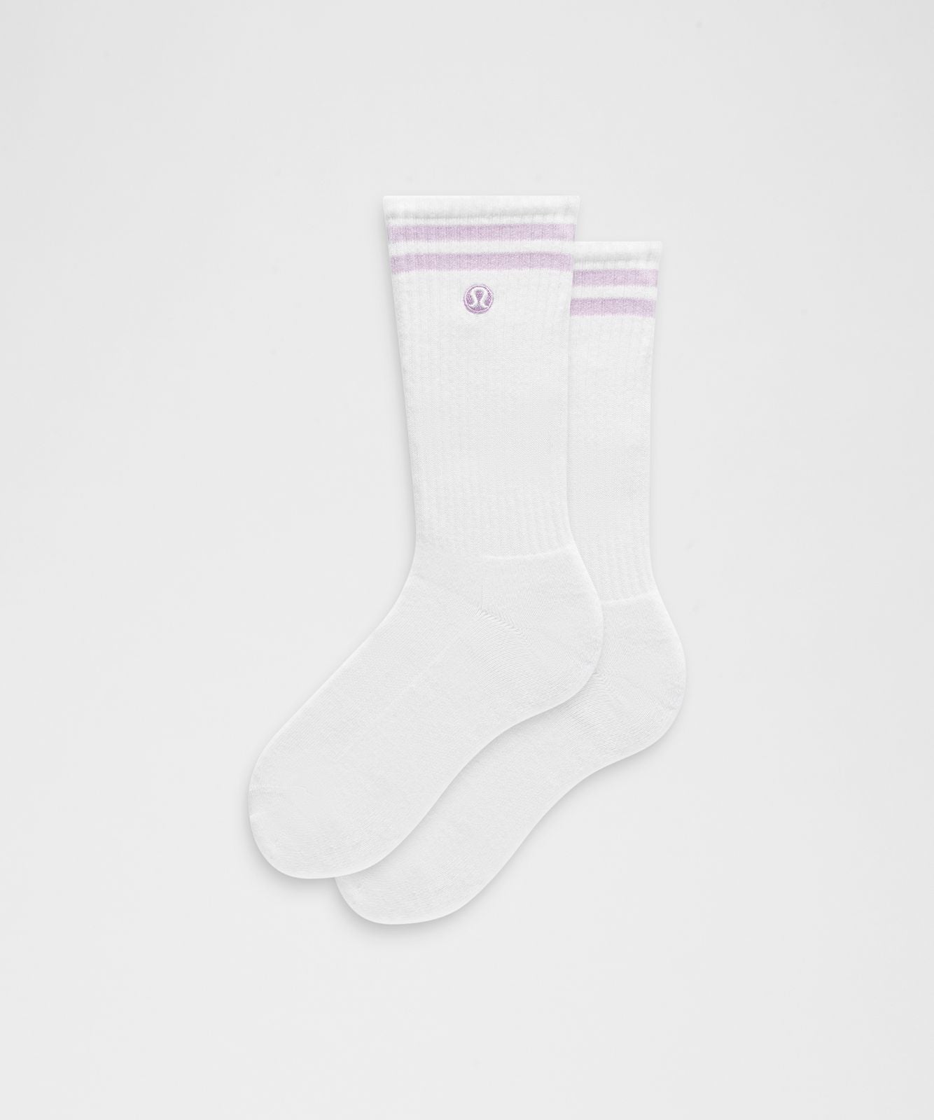 Unisex Daily Essential Crew Socks *Stripe White/Lilac Play