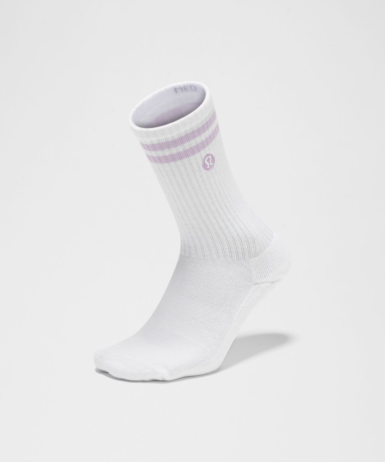 Unisex Daily Essential Crew Socks *Stripe White/Lilac Play